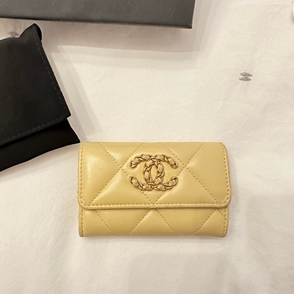 Chanel card wallet in yellow